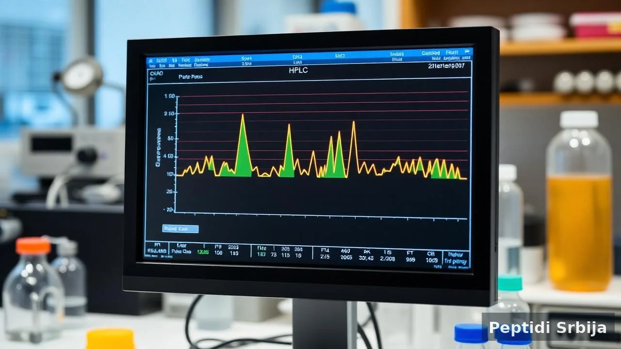 COA sertifikat i HPLC hromatogram pored vijale istraživačkog peptida — Peptidi cena u Srbiji COA sertifikat i HPLC hromatogram pored vijale istraživačkog peptida — Peptidi cena u Srbiji